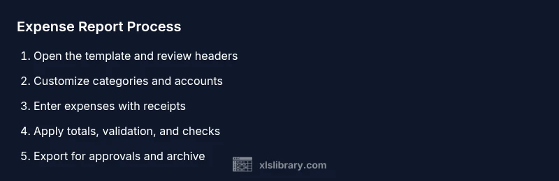 Process infographic showing expense report steps