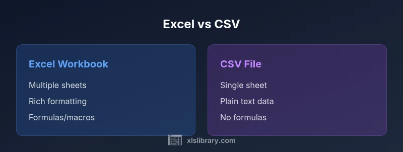 Comparison of Excel workbook vs CSV file features