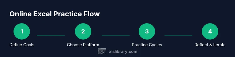 Process diagram showing steps to practice Excel online