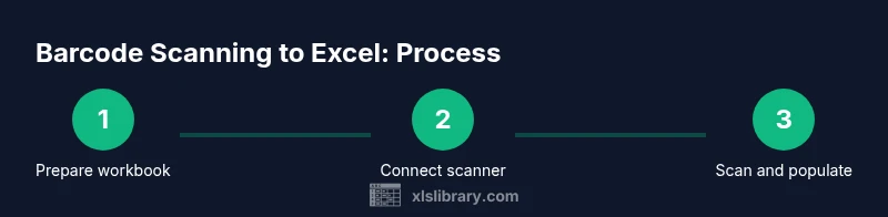 Process diagram showing barcode scanning workflow from scanner to Excel