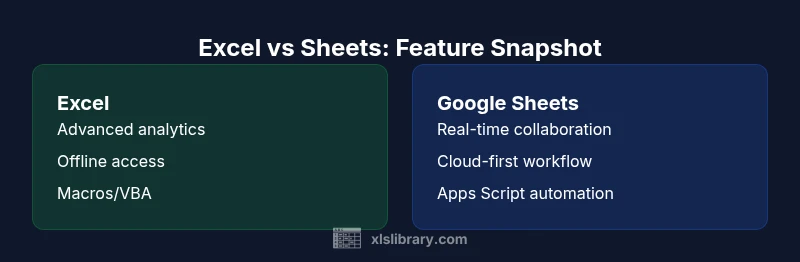 Comparison chart of Excel vs Sheets features