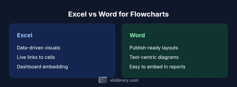 Comparison infographic showing Excel vs Word for flowcharts
