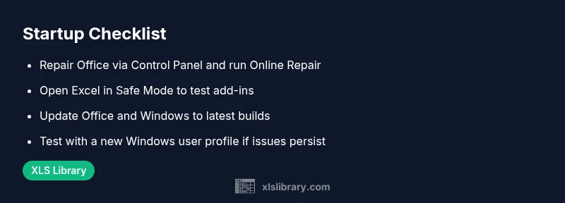 Checklist for fixing Excel not opening startup issues