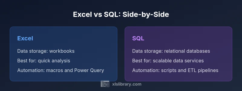 Infographic comparing Excel and SQL