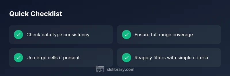 Checklist for fixing Excel filter issues