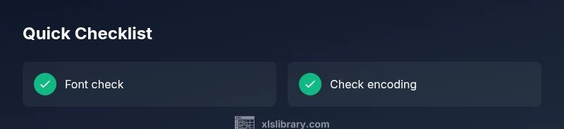 Checklist for fixing symbols in Excel