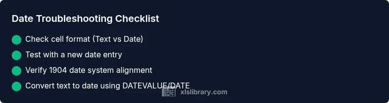Checklist for fixing date display in Excel