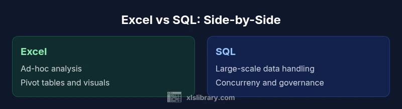 Comparison infographic showing Excel vs SQL features