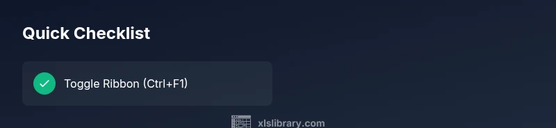 Checklist for revealing the Excel Ribbon
