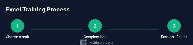 Process steps for Excel training on dark themed infographic