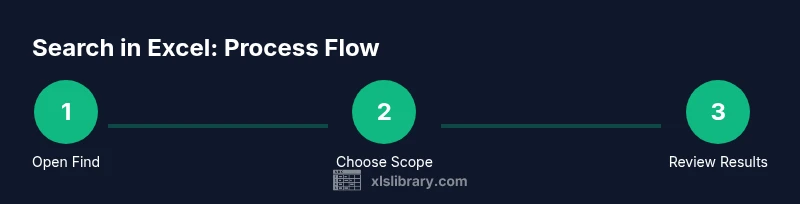Process flow showing steps to search in Excel