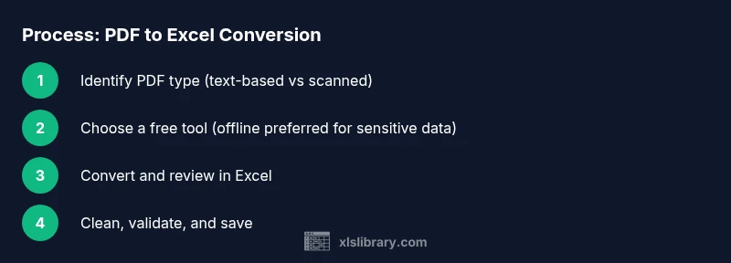 Process diagram showing PDF to Excel conversion steps