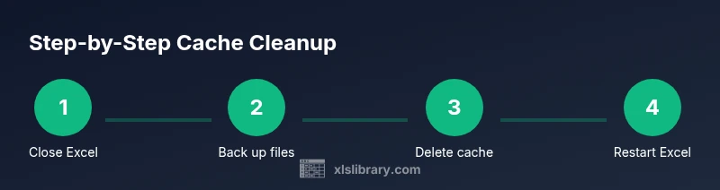 Three-step infographic showing how to safely clear Excel cache
