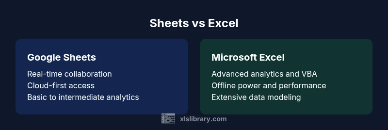 Comparison infographic showing Sheets vs Excel features