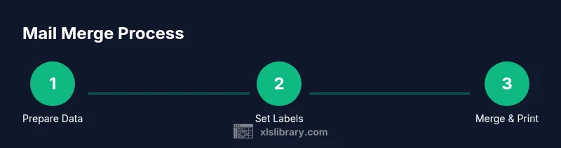 Process diagram for mail merge labels from Excel to Word