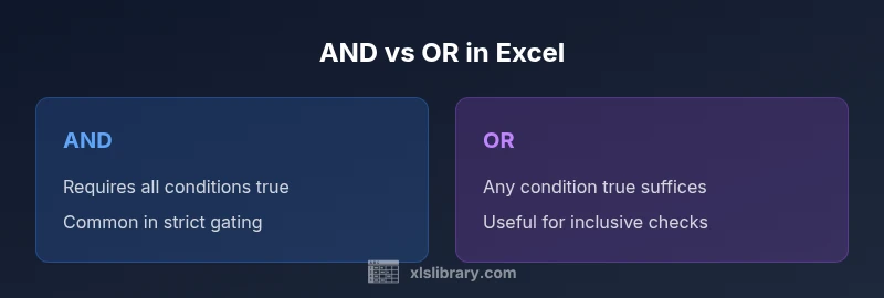 Infographic comparing AND and OR in Excel