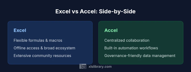 Comparison infographic showing Excel vs Accel features