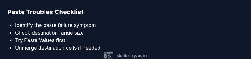 Checklist for fixing paste issues in Excel
