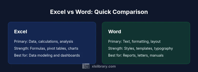 Infographic comparing Excel and Word features