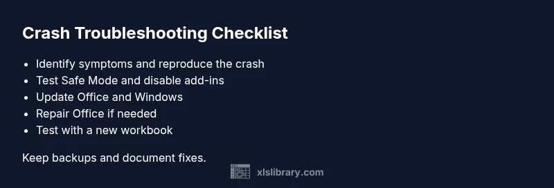 Checklist of steps to troubleshoot Excel crashes