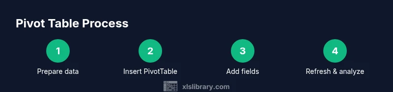Infographic showing a 4-step pivot table process