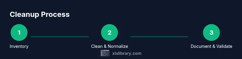 Infographic showing a three-step Excel data cleanup process